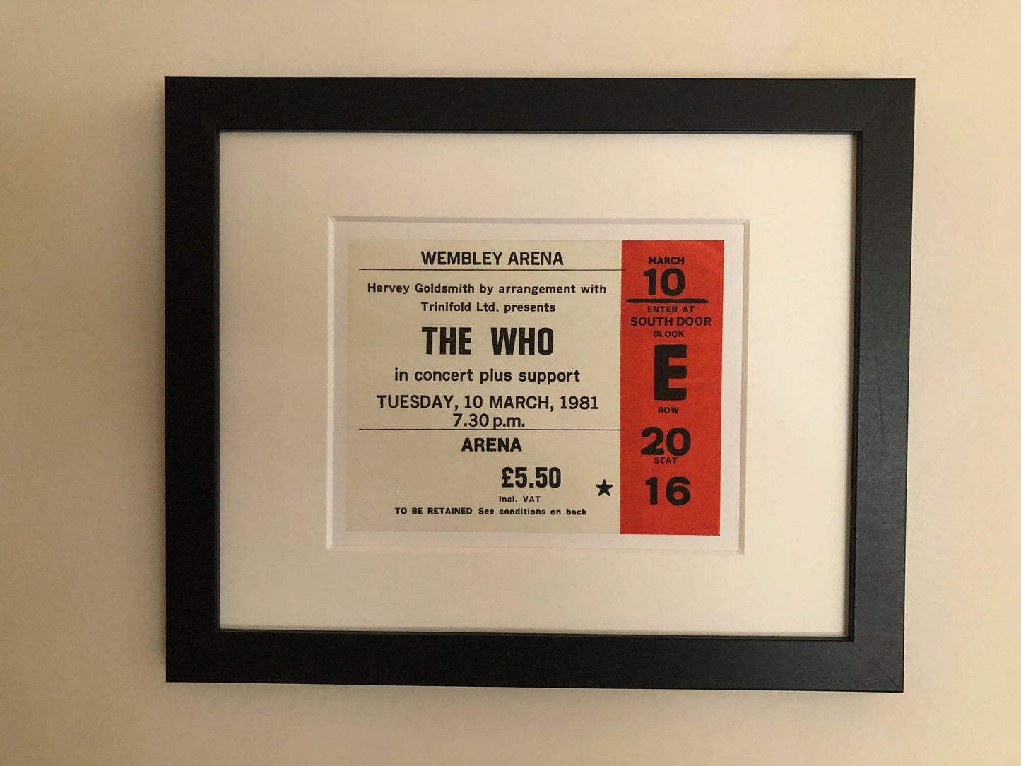 THE WHO - 1981 Wembley Arena , London framed ticket giclee print