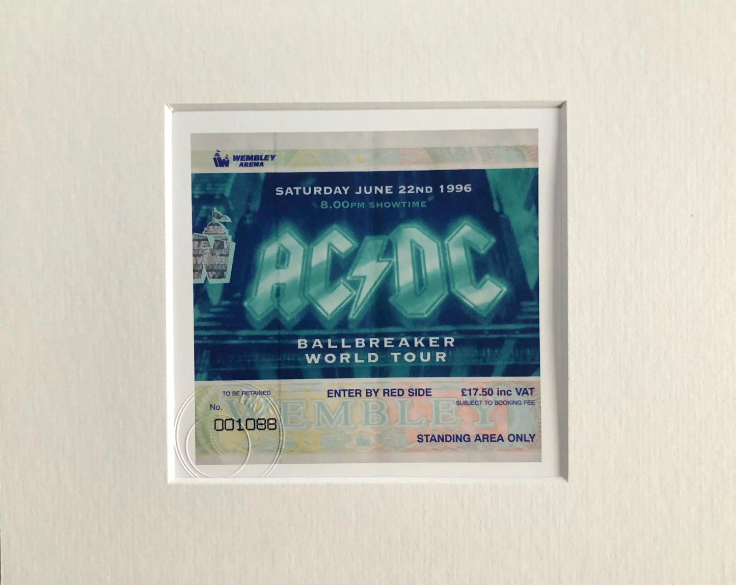 AC/DC- 1996 Wembley Arena , London framed ticket giclee print