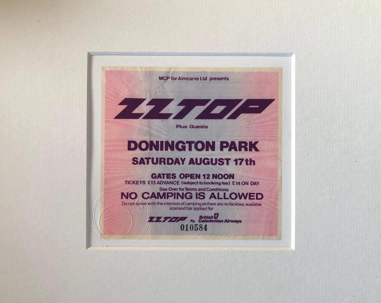 ZZ TOP - 17/8/1985 Monsters of Rock at Donington Park framed ticket giclee print