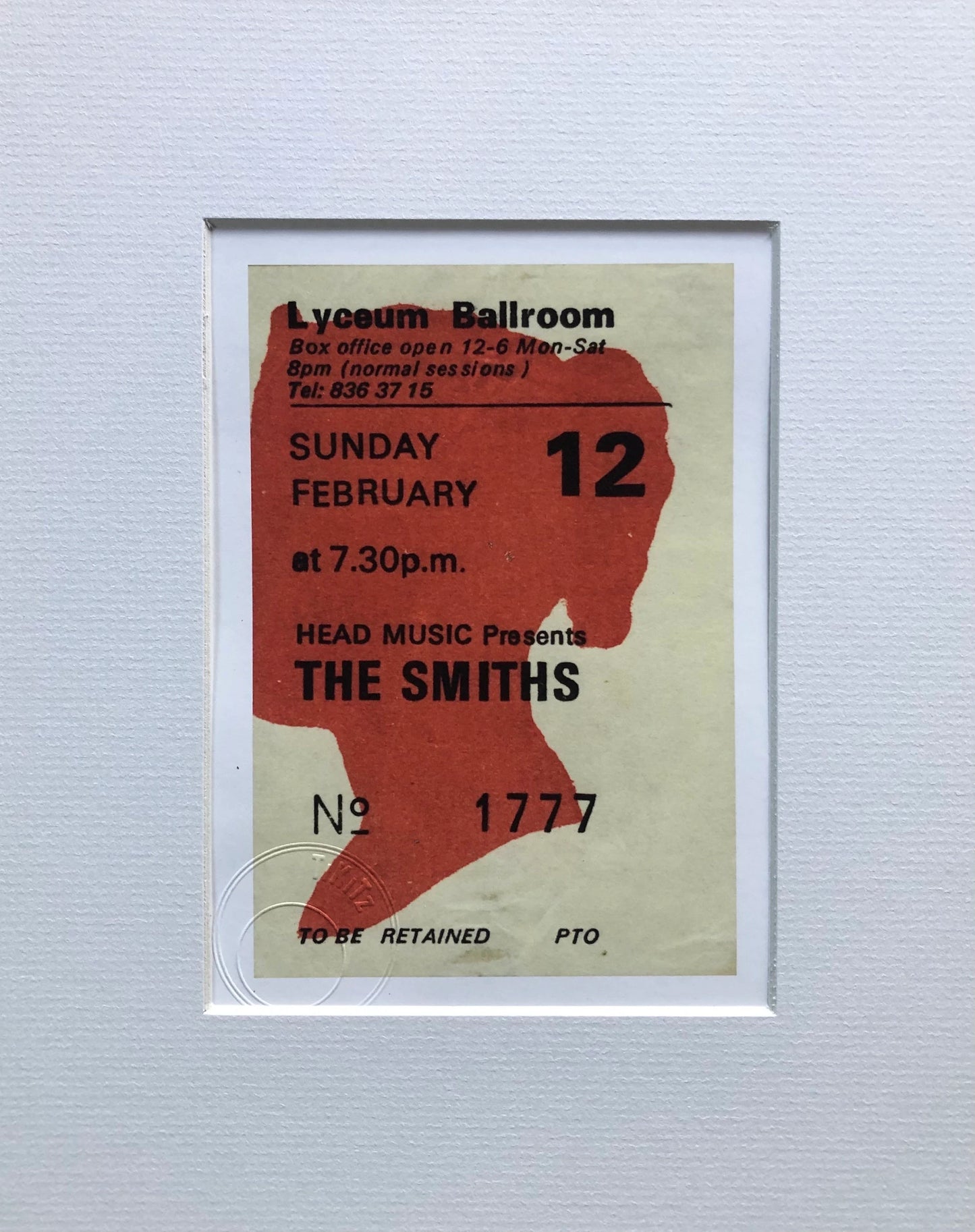 THE SMITHS - 1984 Lyceum Ballroom, London framed ticket giclee print