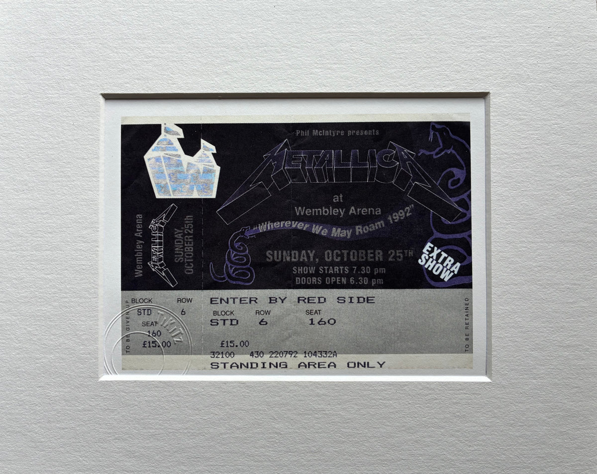 METALLICA - 1992 Wembley Arena , London framed ticket giclee print