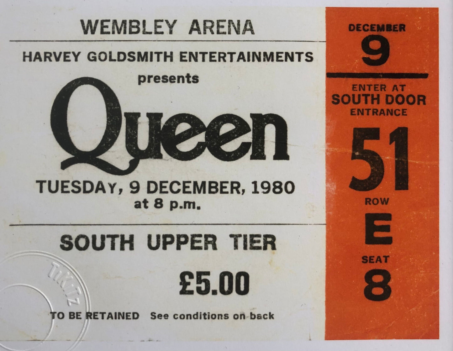 QUEEN - 1980 Wembley Arena , London framed ticket giclee print