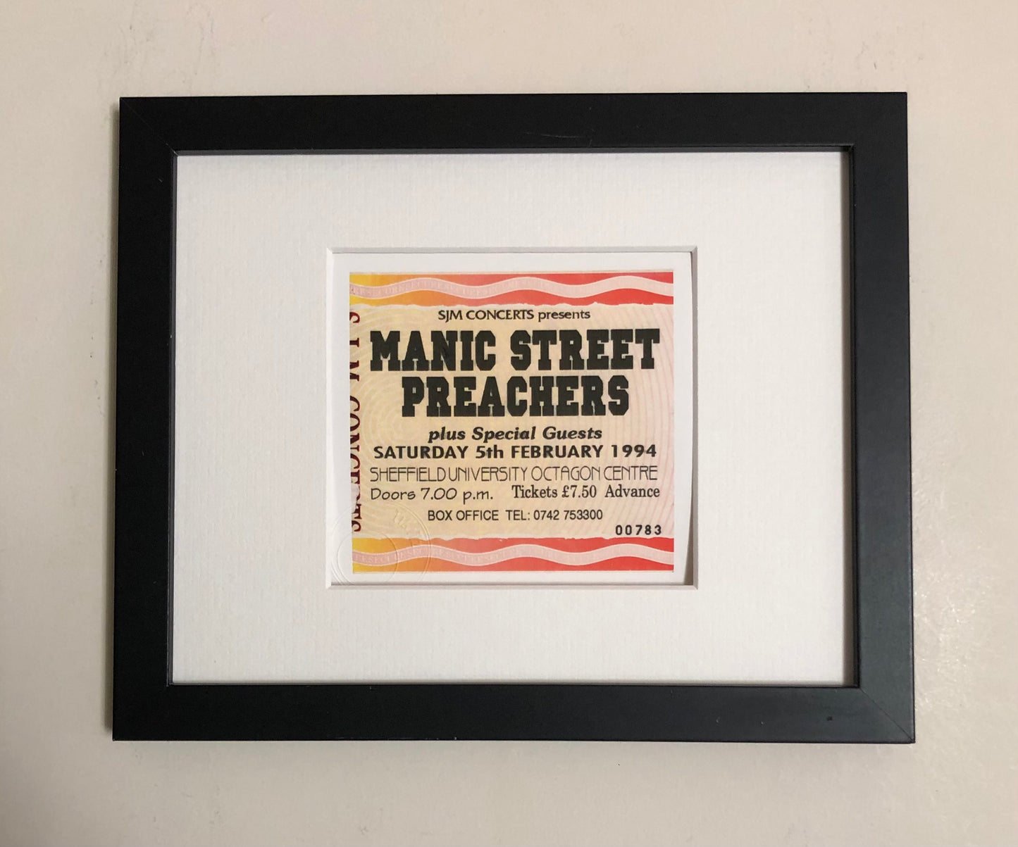 MANIC STREET PREACHERS - 5/2/1994 Sheffield University framed ticket giclee print