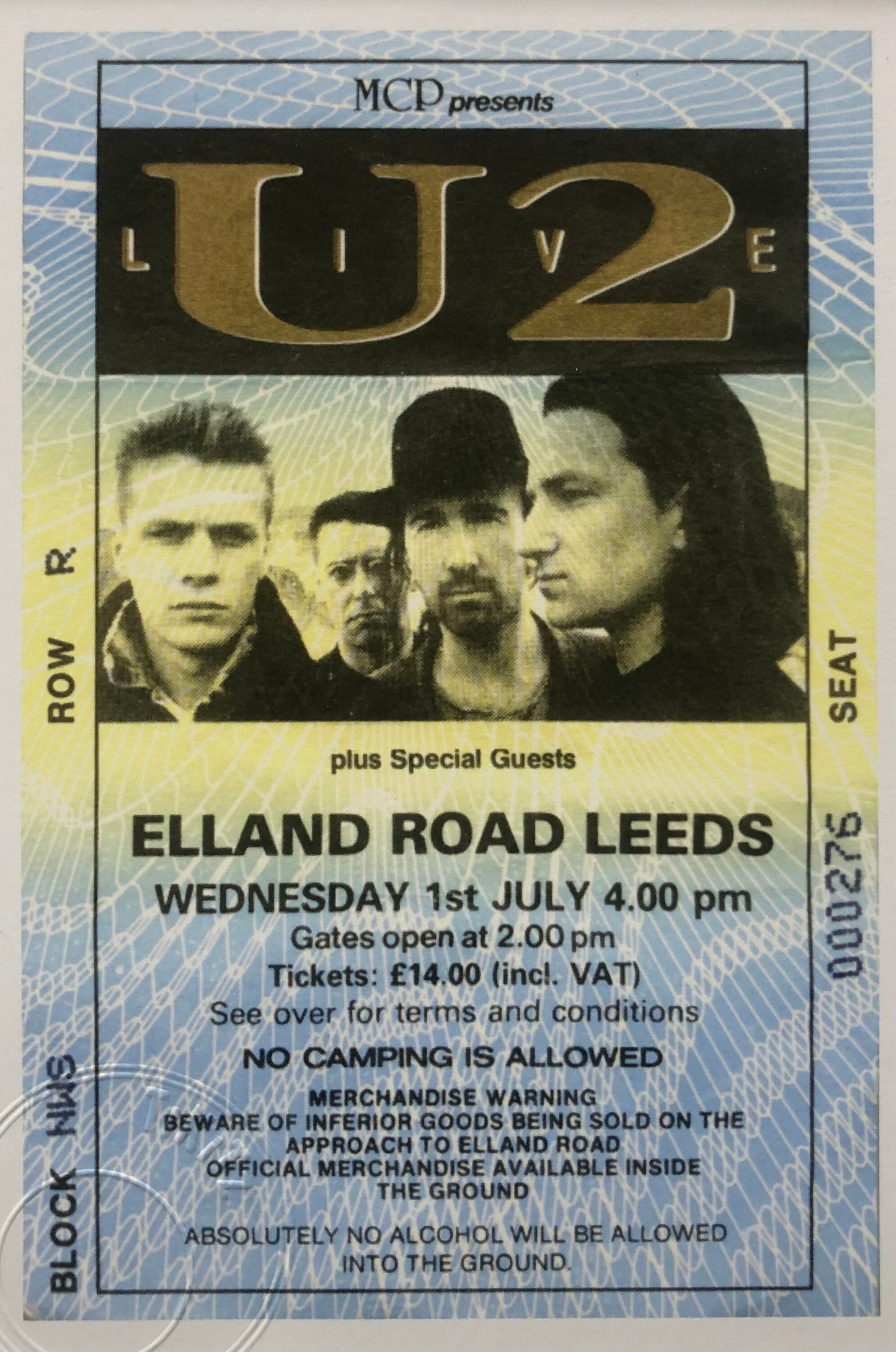 U2 - 1987 “ Joshua Tree tour “ Elland Road, Leeds framed ticket giclee print