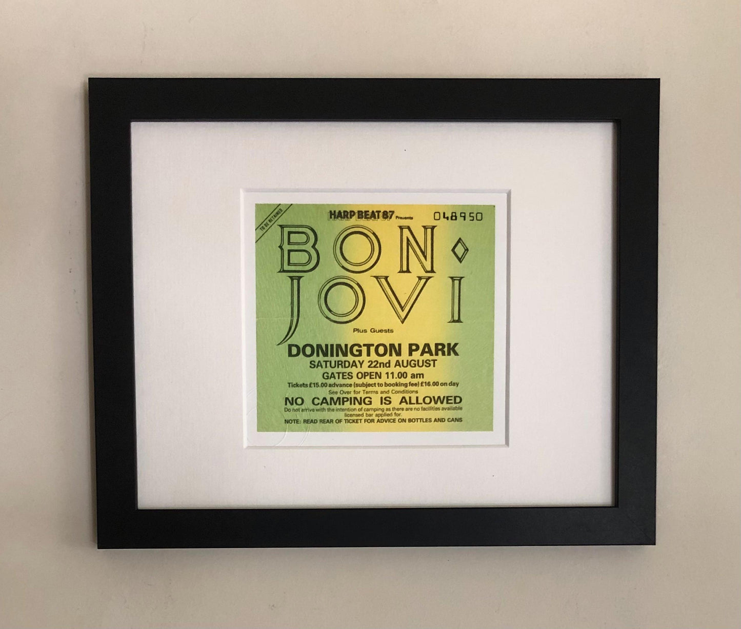 BON JOVI - 22/8/1987 Monsters of Rock at Donington Park framed ticket giclee print