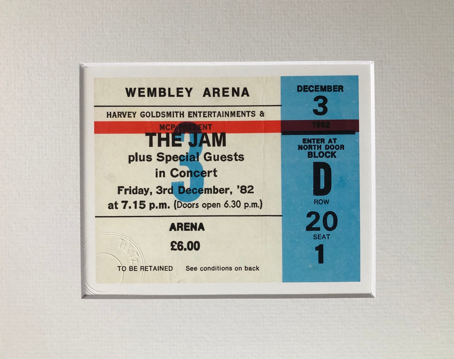 THE JAM - 1982 Wembley Arena , London framed ticket giclee print