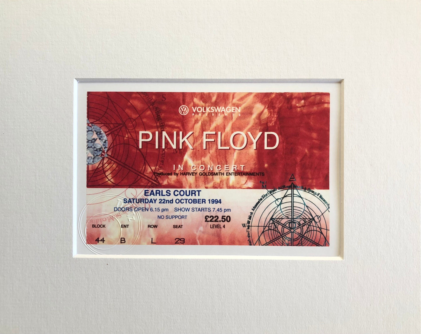 PINK FLOYD - 1994 Earls Court , London framed ticket giclee print