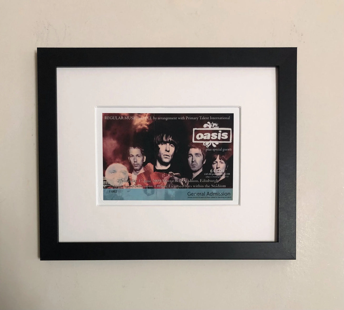OASIS - 17/6/2009 Murrayfield Stadium, Edinburgh framed ticket giclee print