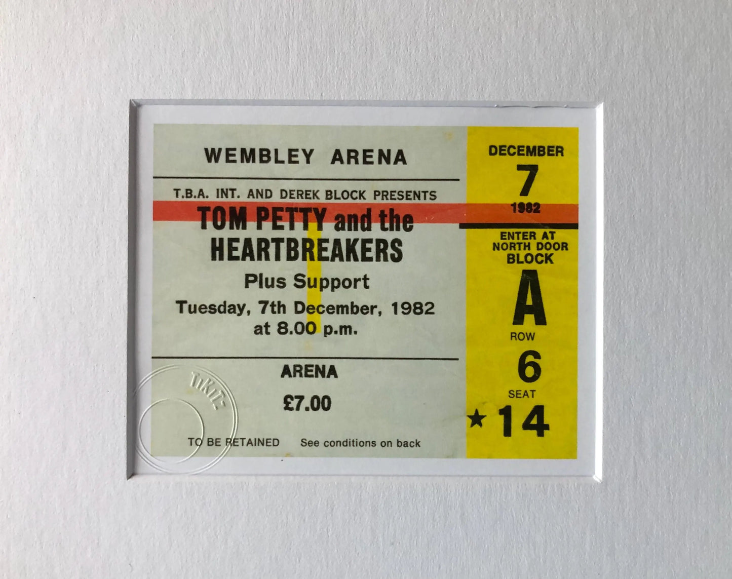 TOM PETTY and the HEARTBREAKERS- 1982 Wembley Arena , London framed ticket giclee print