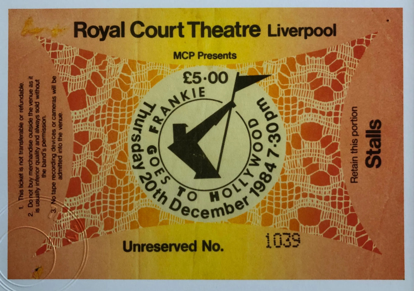 FRANKIE GOES TO HOLLYWOOD- 1984 Royal Court Theatre , Liverpool framed ticket giclee print