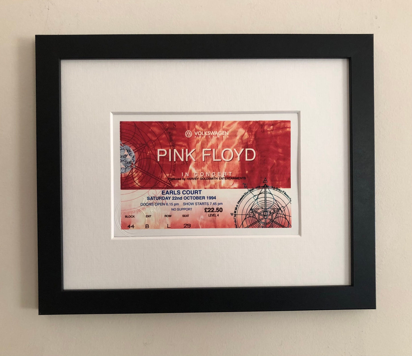 PINK FLOYD - 1994 Earls Court , London framed ticket giclee print