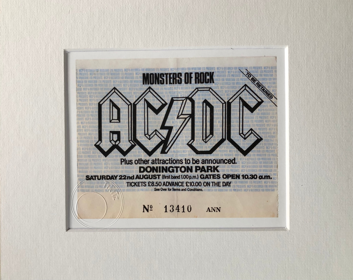 AC/DC- 22/8/1981 Monsters of Rock at Donington Park framed ticket giclee print