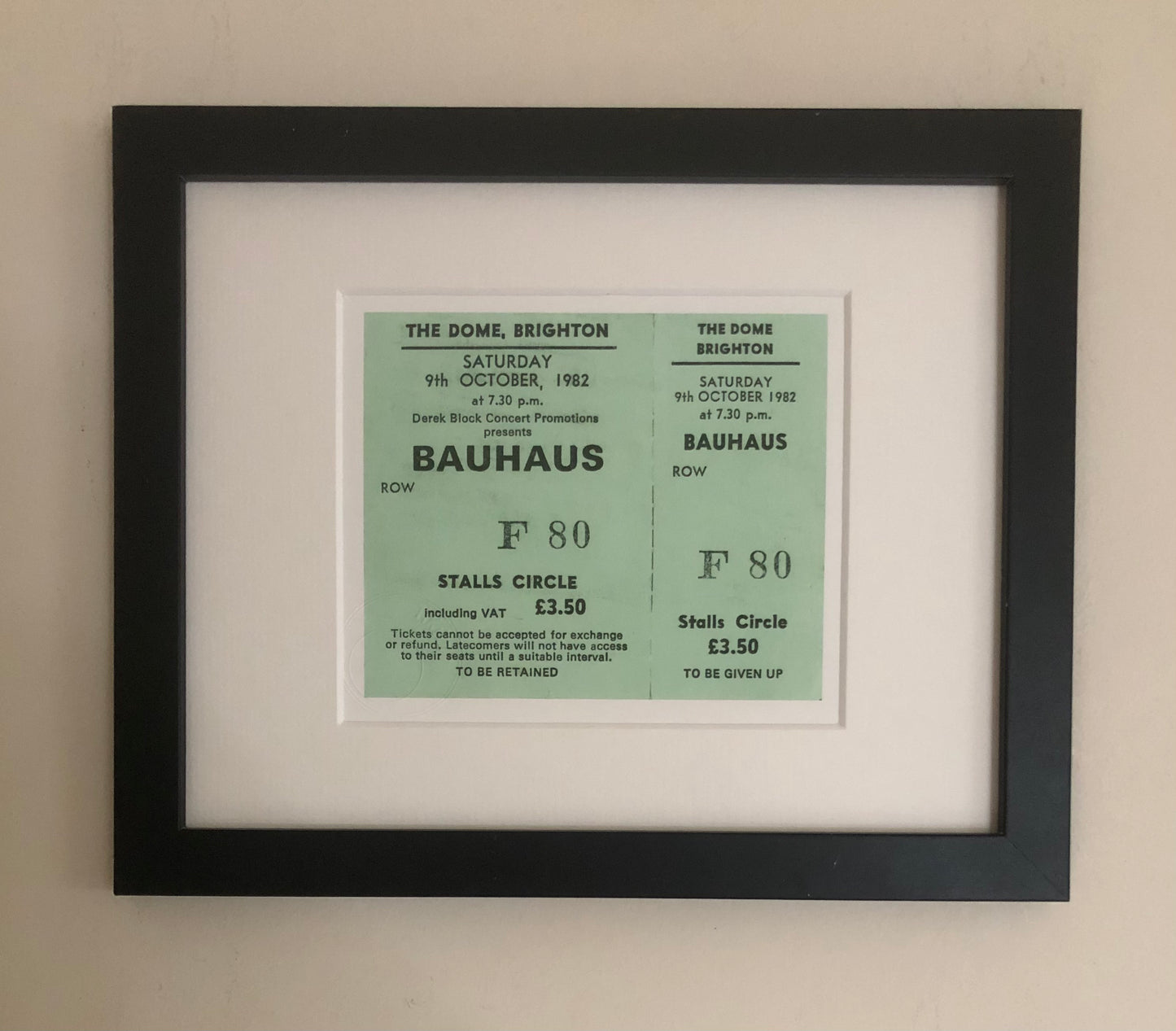 BAUHAUS - 1982 The Dome, Brighton framed ticket giclee print