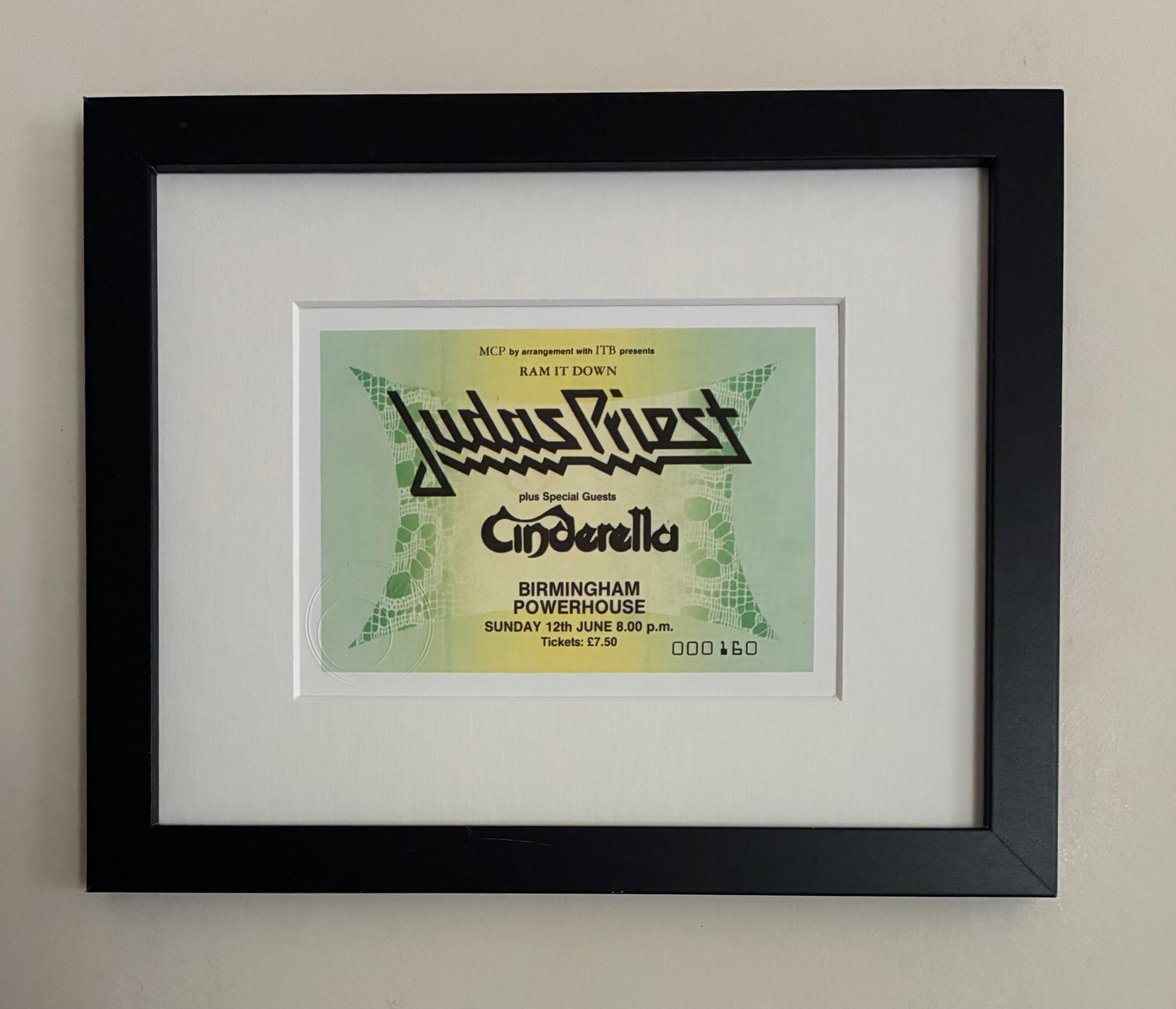 JUDAS PRIEST - 1988 Birmingham Powerhouse framed ticket giclee print