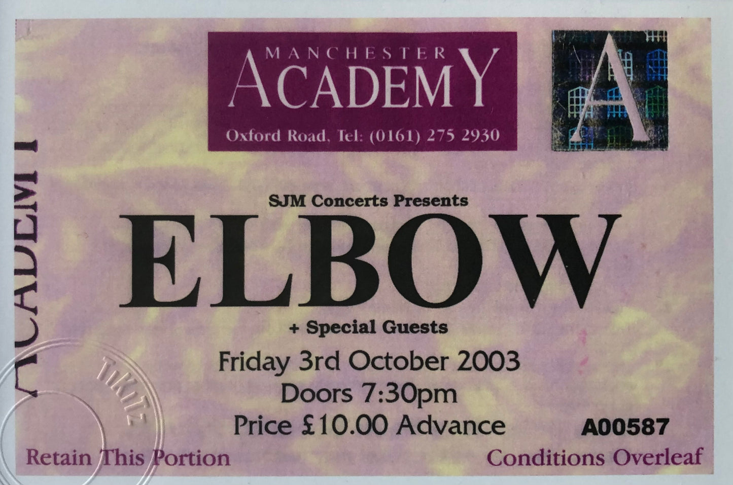 ELBOW - 2003 Manchester Academy framed ticket giclee print