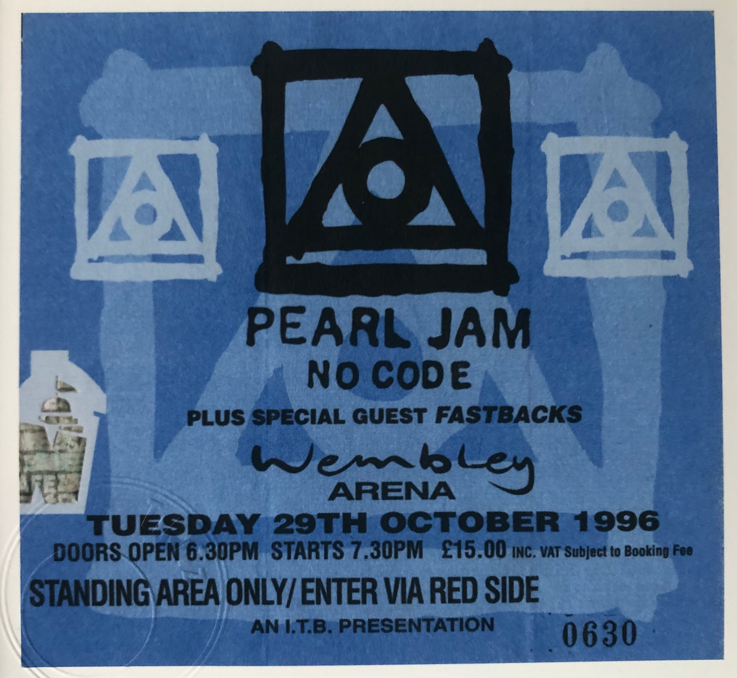 PEARL JAM - 1996 “ No Code tour “ , Wembley arena , London framed ticket giclee print