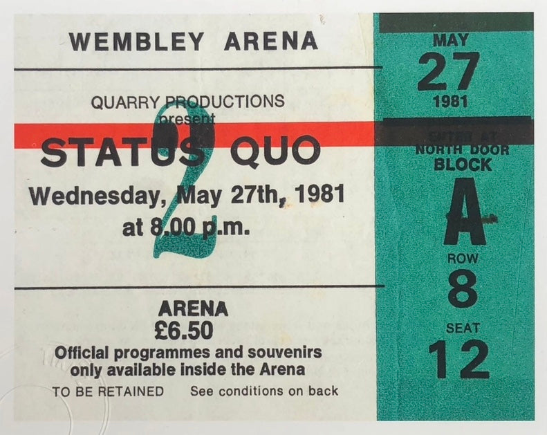 STATUS QUO - 1981 Wembley Arena , London framed ticket giclee print