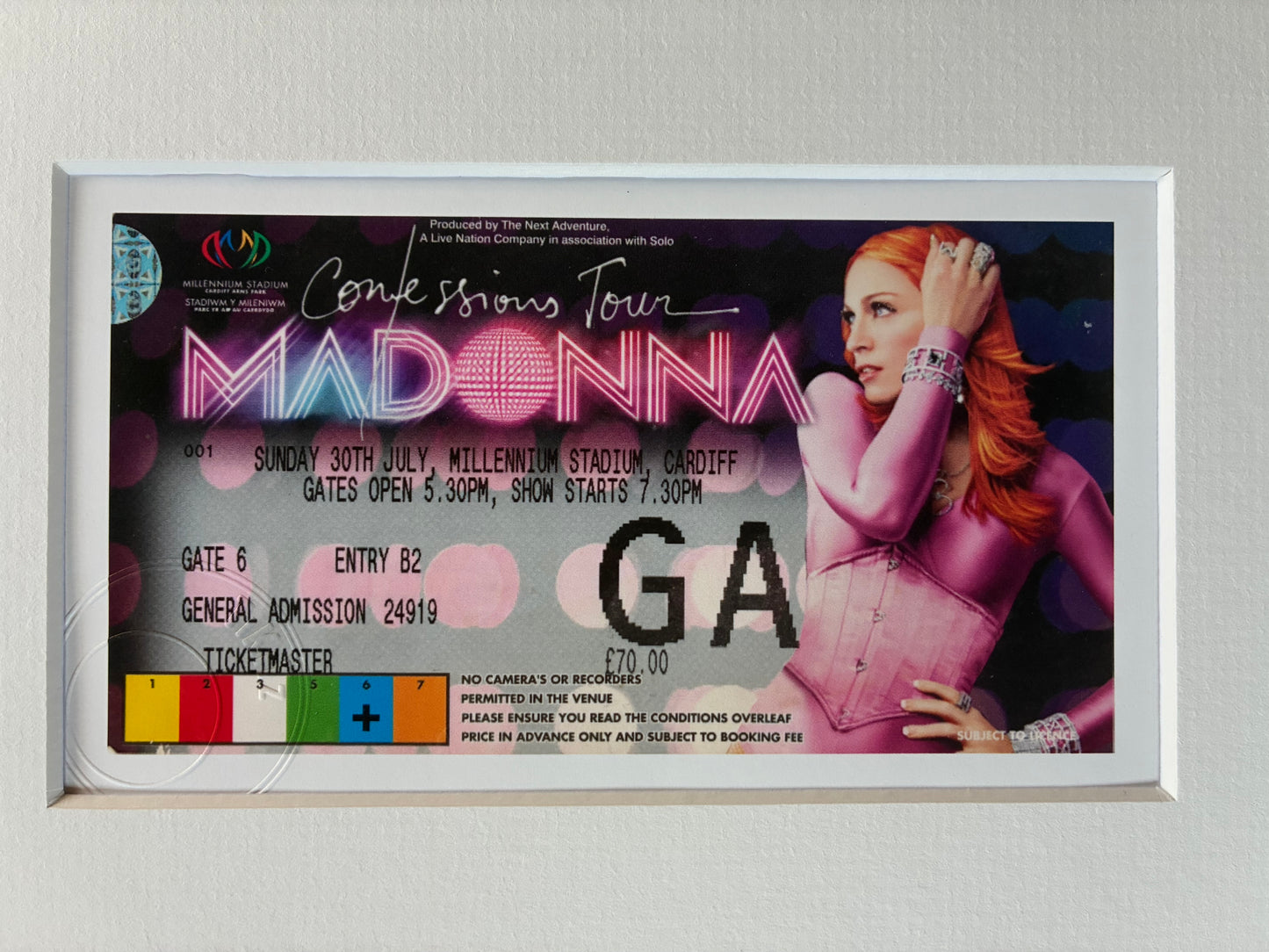 MADONNA - 2006 Millennium Stadium, Cardiff framed ticket giclee print