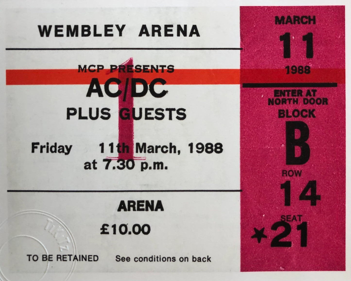 AC/DC - 1988 Wembley Arena , London framed ticket giclee print
