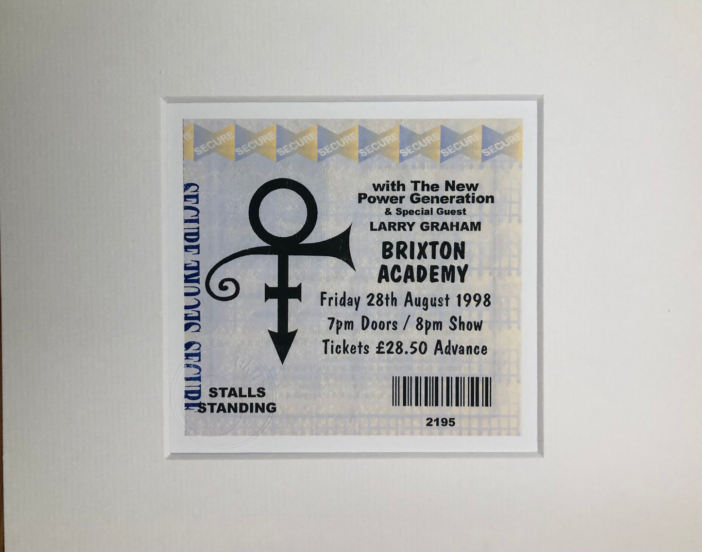 PRINCE - 1998 Brixton Academy, London framed ticket giclee print