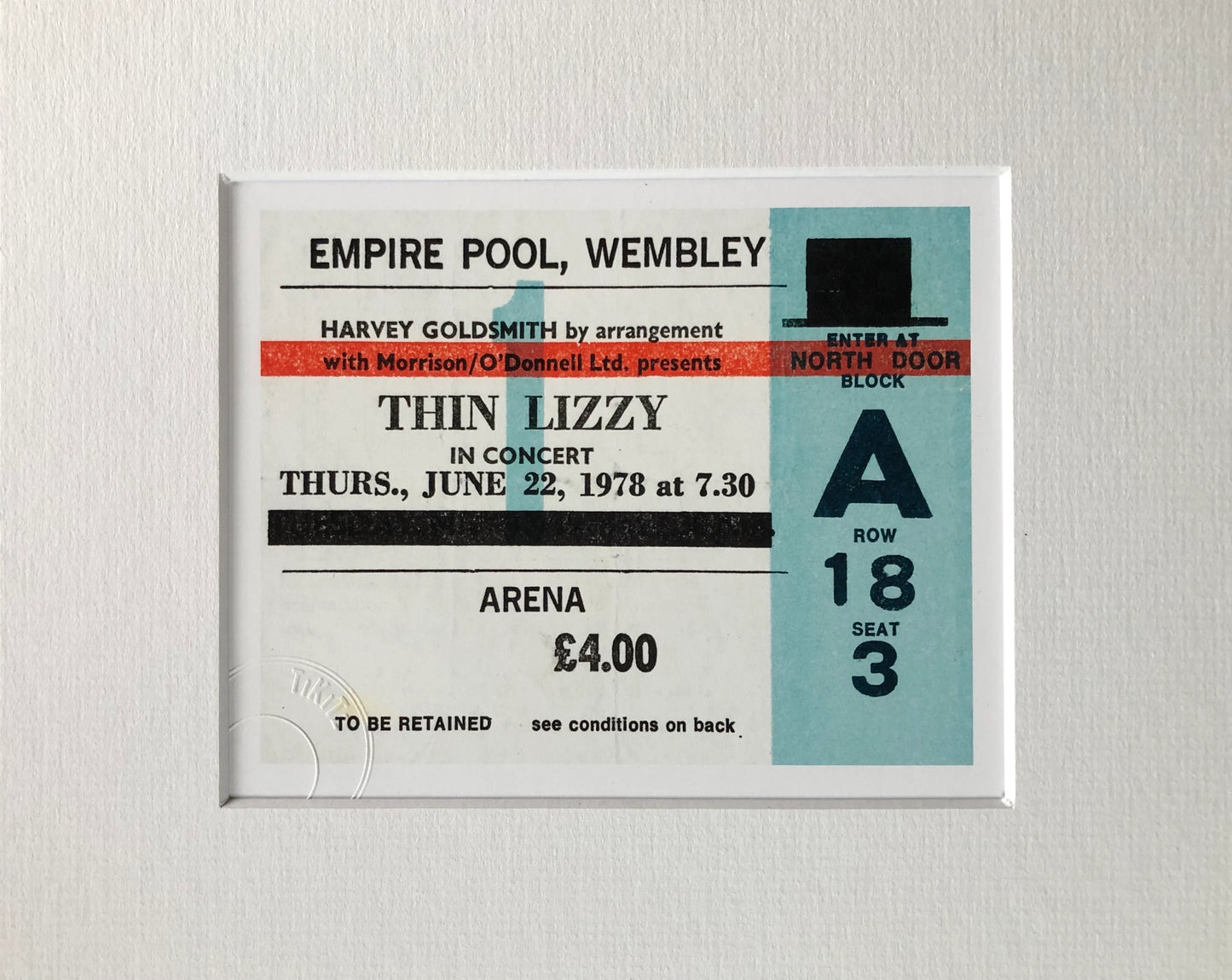THIN LIZZY - 1978 Empire Pool , Wembley London framed ticket giclee print