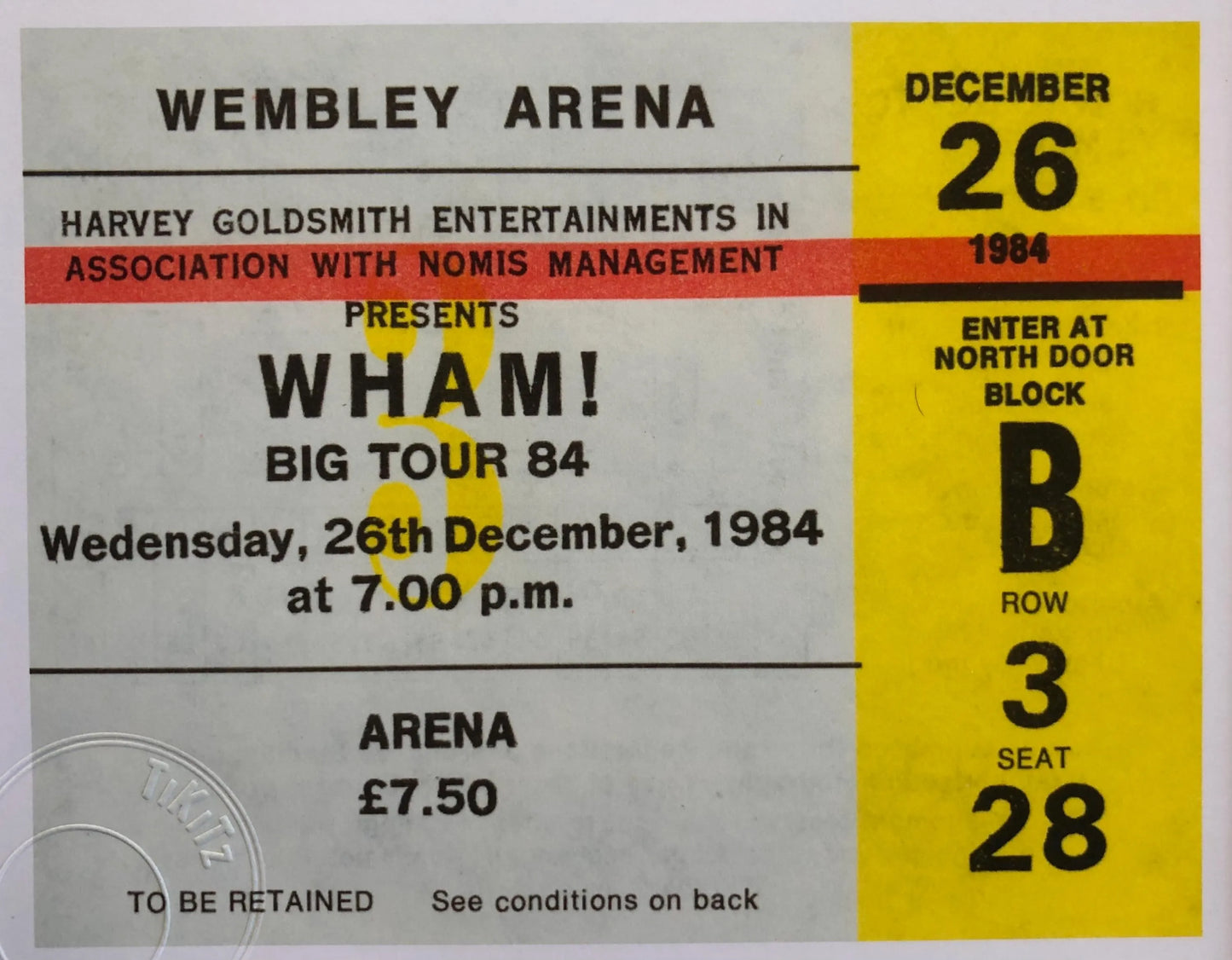WHAM - 1984 Wembley Arena , London framed ticket giclee print