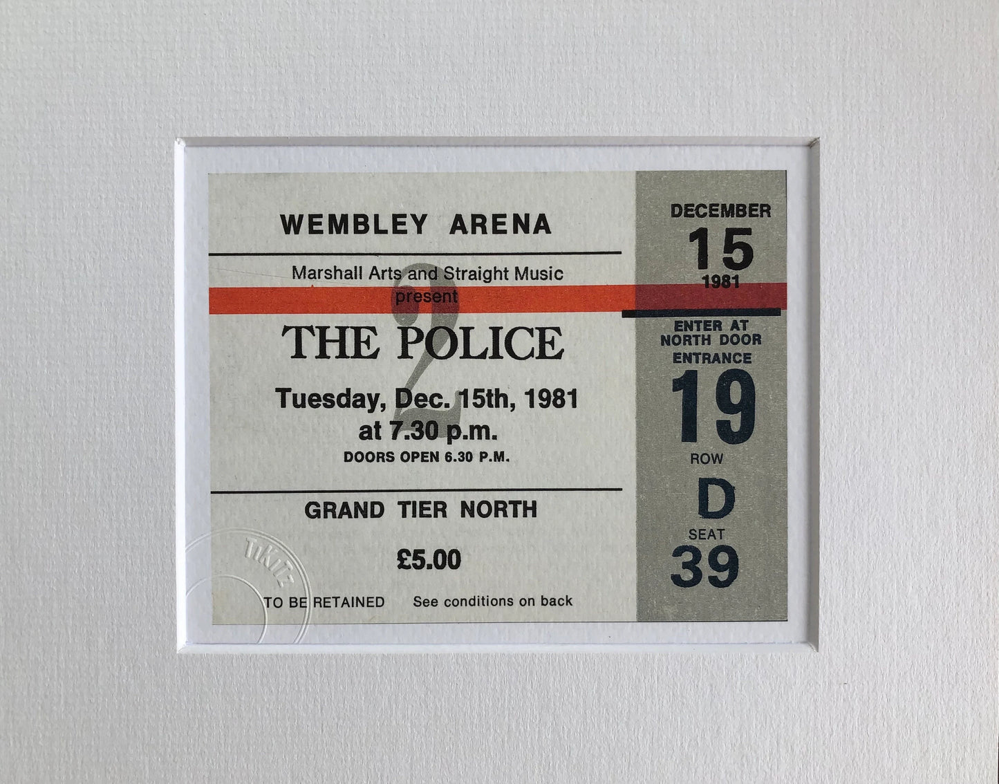 THE POLICE - 1981 Wembley Arena , London framed ticket giclee print