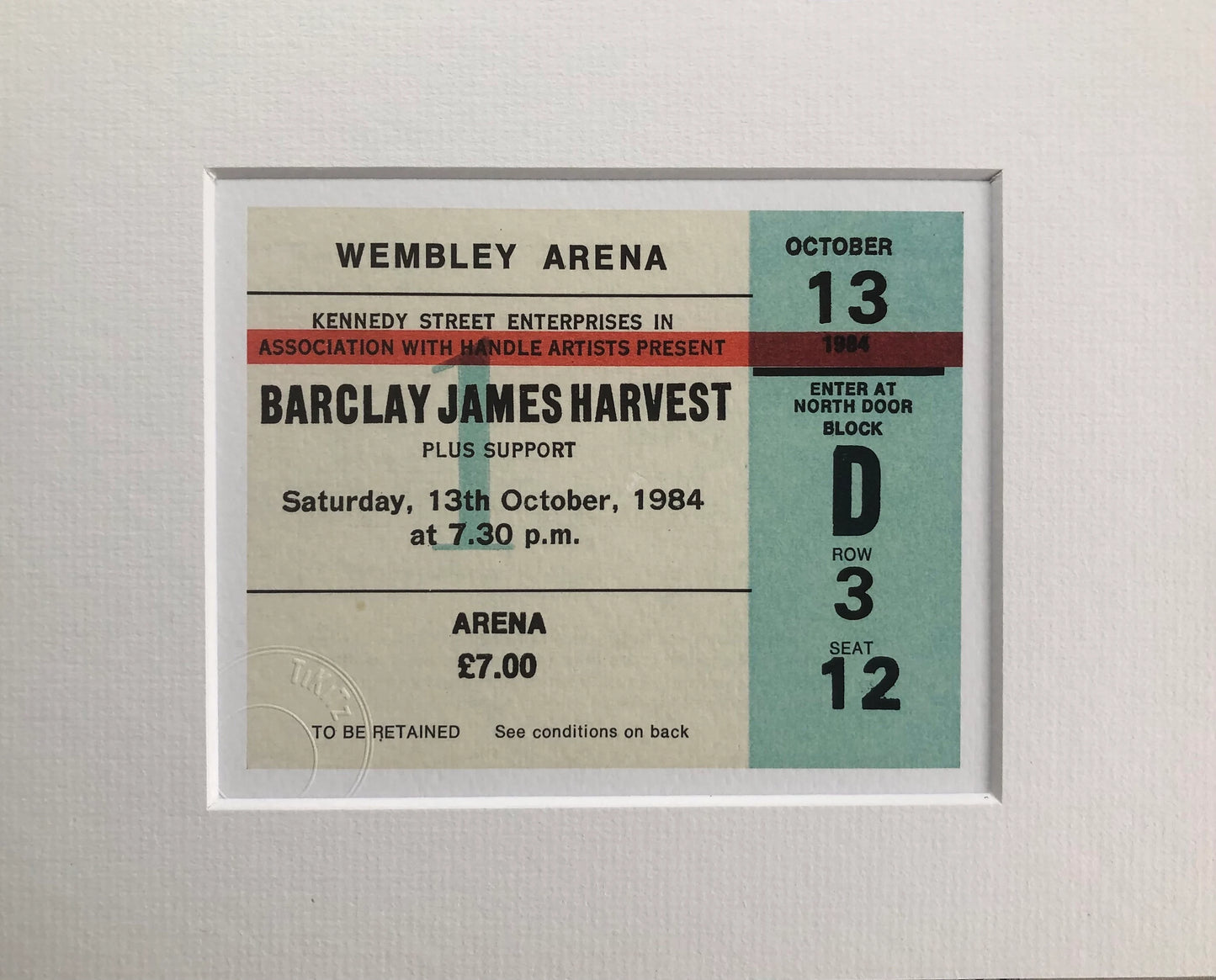 BARCLAY JAMES HARVEST - 1984 Wembley Arena , London framed ticket giclee print
