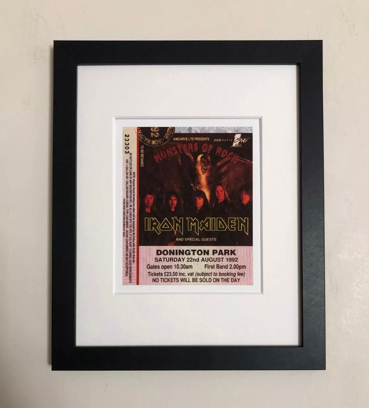 IRON MAIDEN - 22/8/1992 Monsters of Rock at Donington Park framed ticket giclee print
