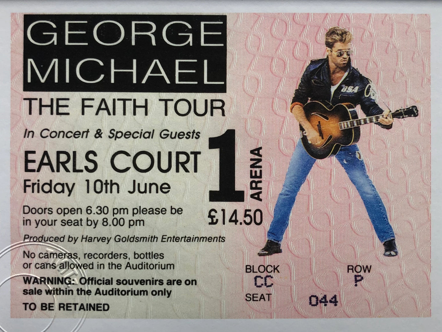 GEORGE MICHAEL- 1989 Earls Court , London framed ticket giclee print