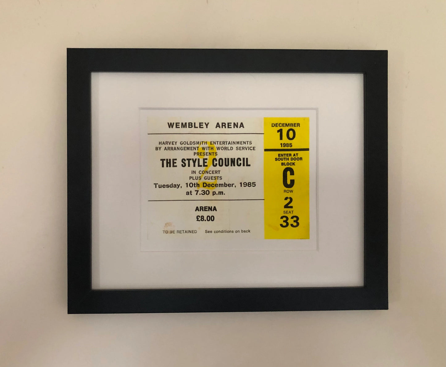 THE STYLE COUNCIL- 1985 Wembley Arena , London framed ticket giclee print