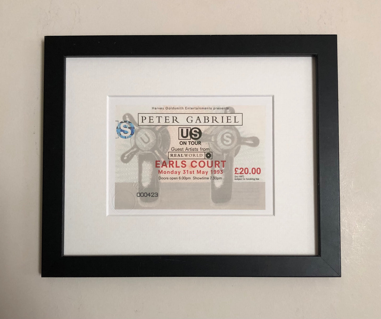 PETER GABRIEL - 1993 Earls Court , London framed ticket giclee print