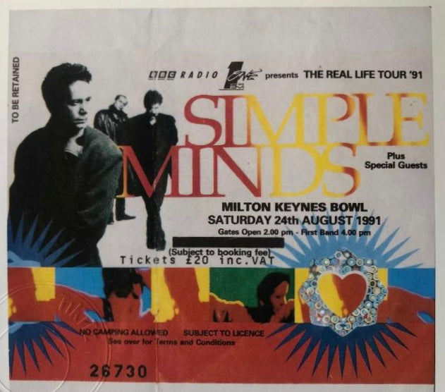 SIMPLE MINDS - 1991 Milton Keynes Bowl framed ticket giclee print