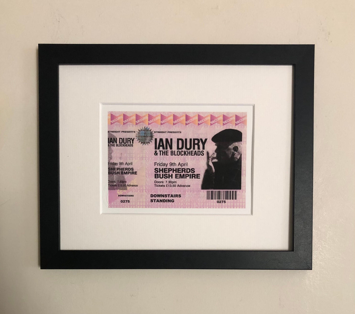IAN DURY and the BLOCKHEADS - 1999 Shepherds Bush Empire , London framed ticket giclee print