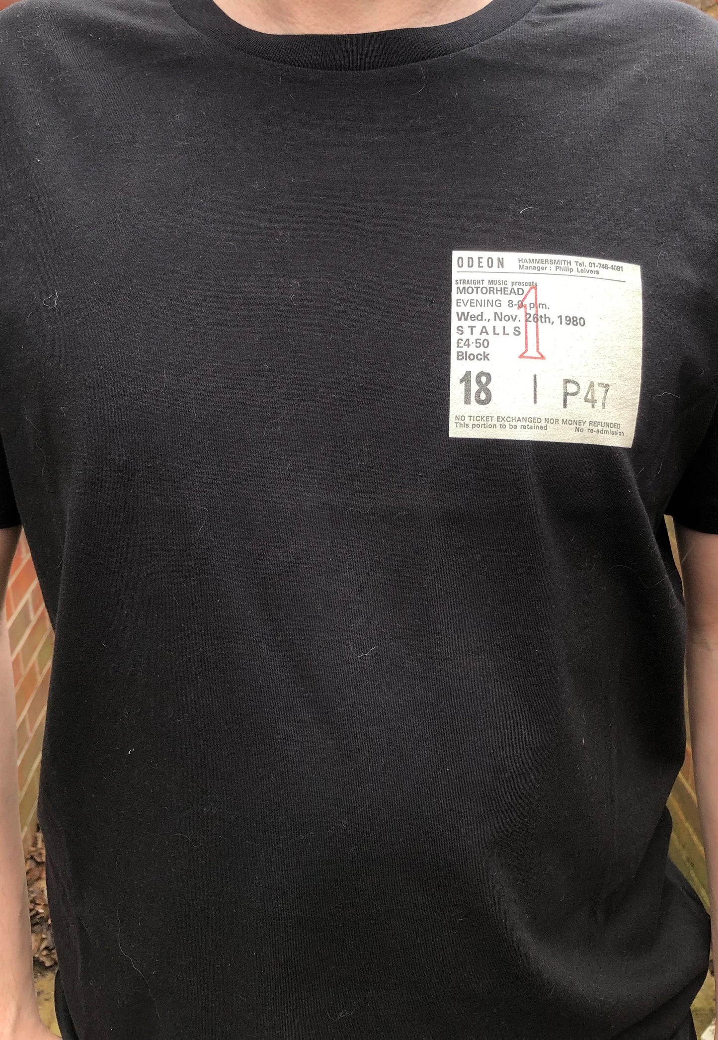 MOTÖRHEAD - 1980 “ Ace of Spades “ T Shirt . Featuring the tour advert and corresponding ticket