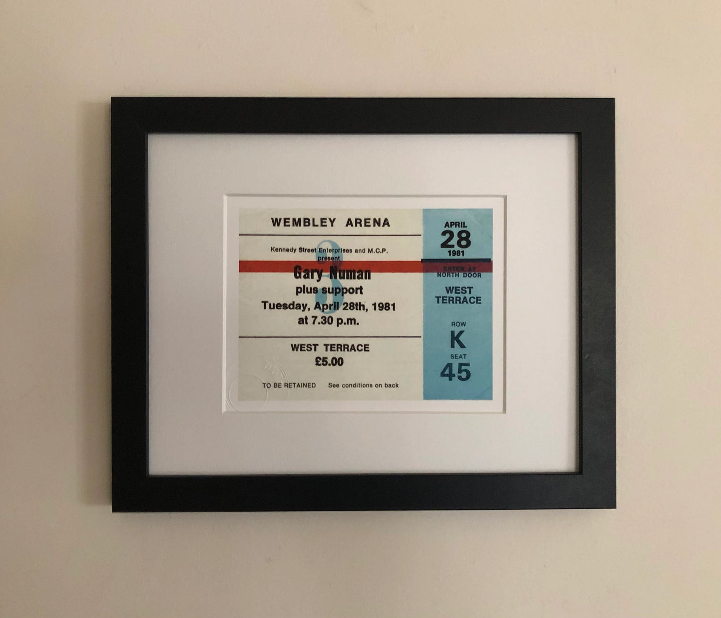 GARY NUMAN - 1981 Wembley Arena , London framed ticket giclee print