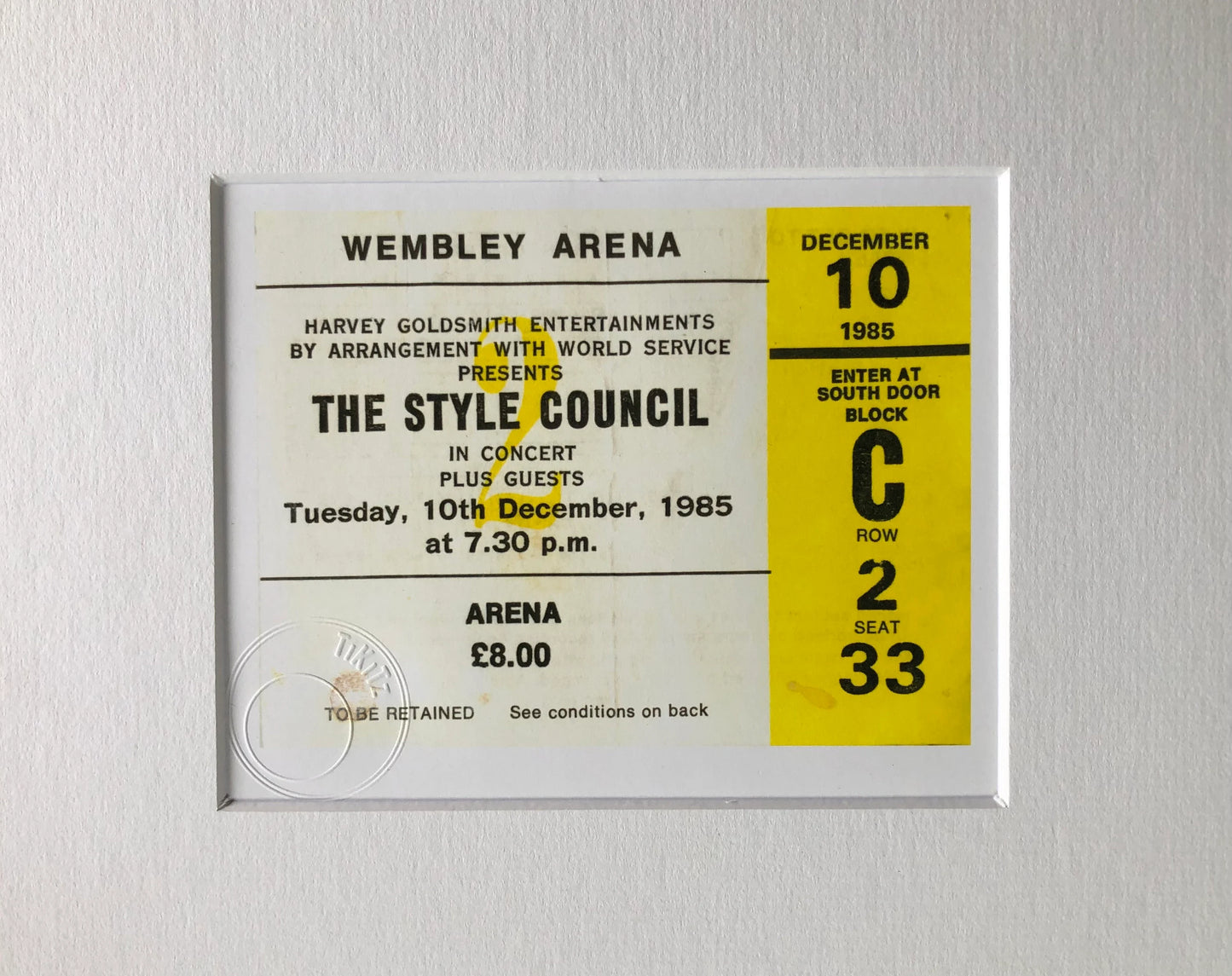 THE STYLE COUNCIL- 1985 Wembley Arena , London framed ticket giclee print