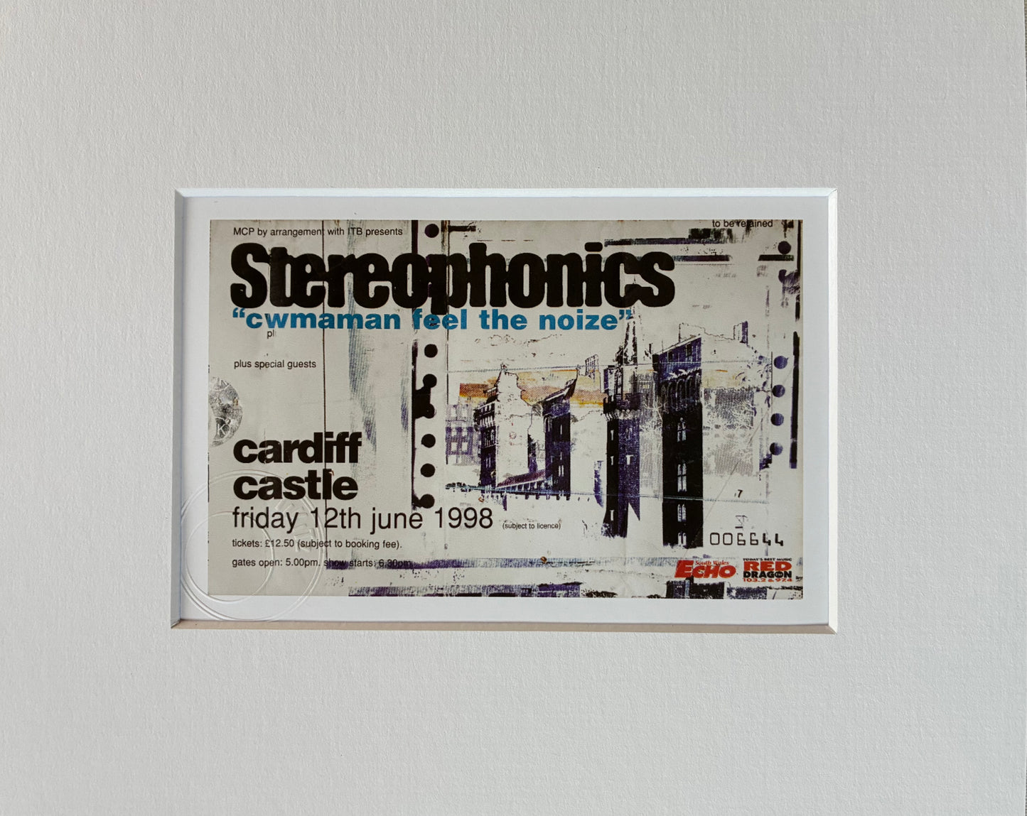 STEREOPHONICS - 1998 Cardiff Castle framed ticket giclee print