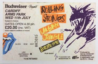 ROLLING STONES - 1990 Cardiff Arms Park framed ticket giclee print