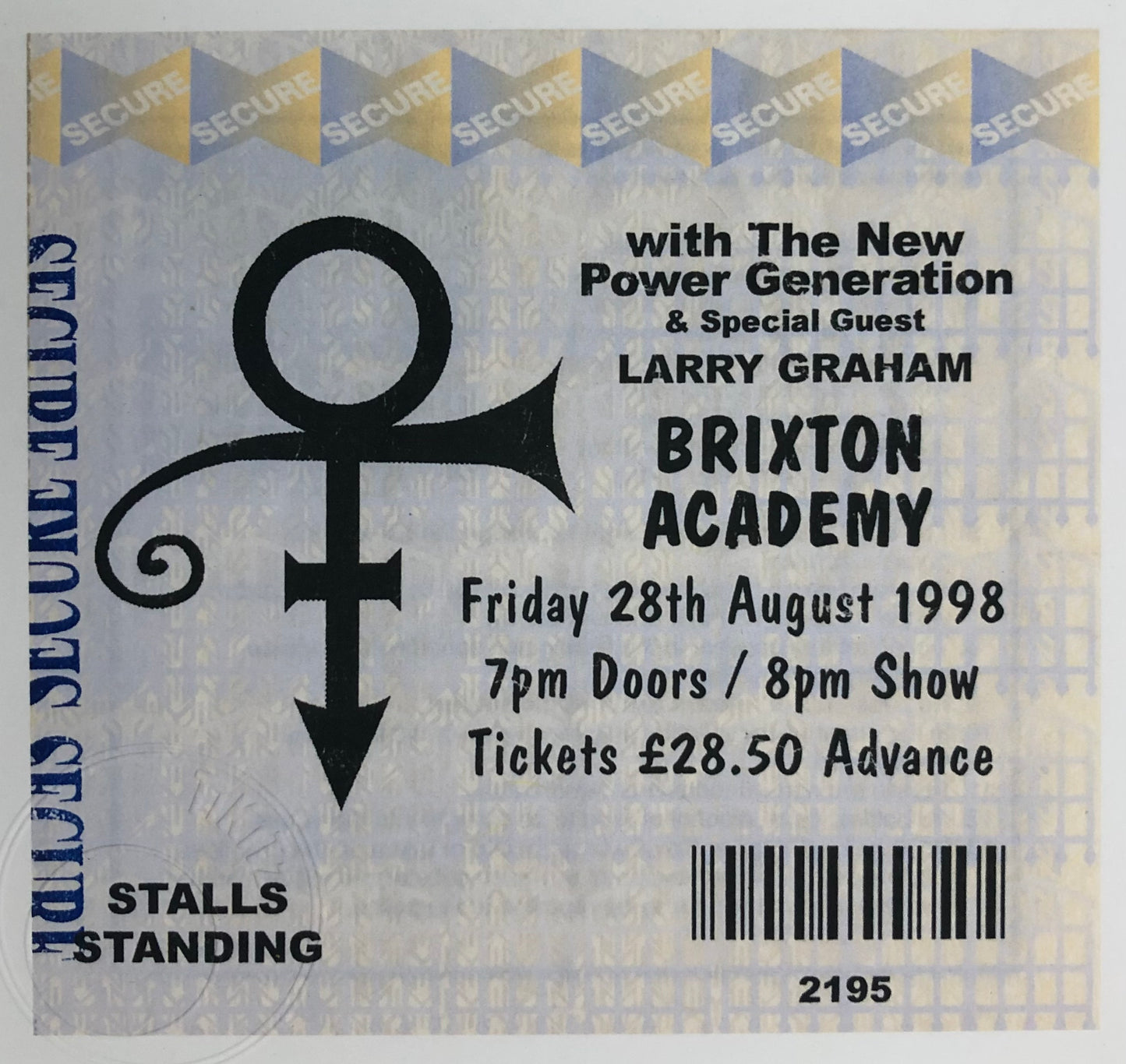 PRINCE - 1998 Brixton Academy, London framed ticket giclee print