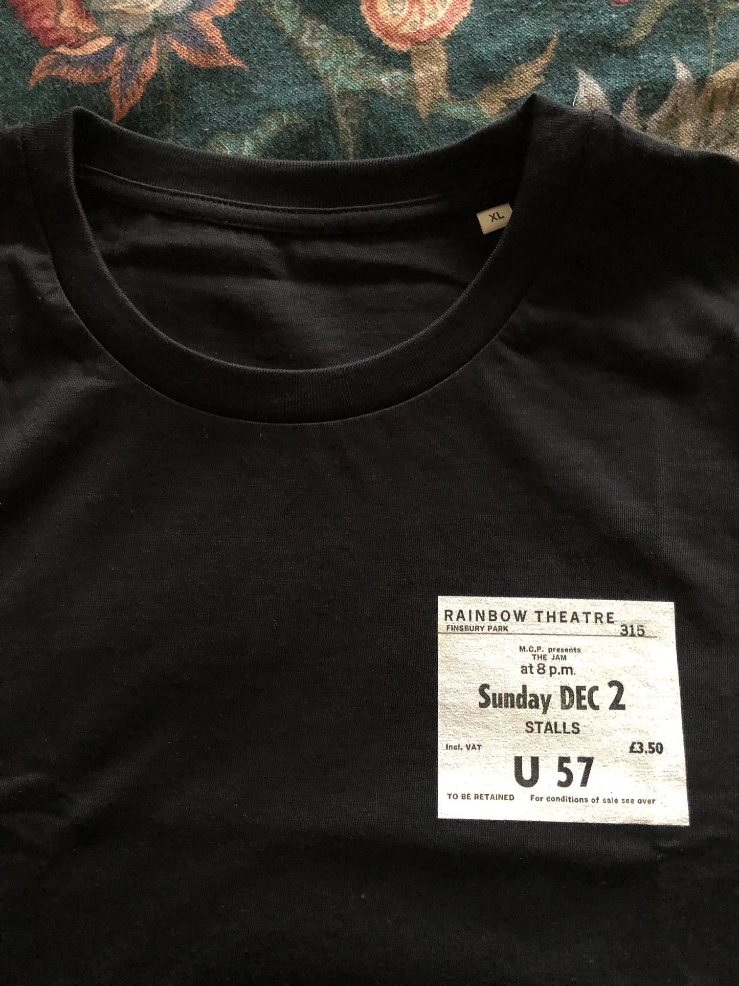 THE JAM - 1979 “ Setting Sons “ T Shirt . Featuring the tour advert and corresponding ticket.