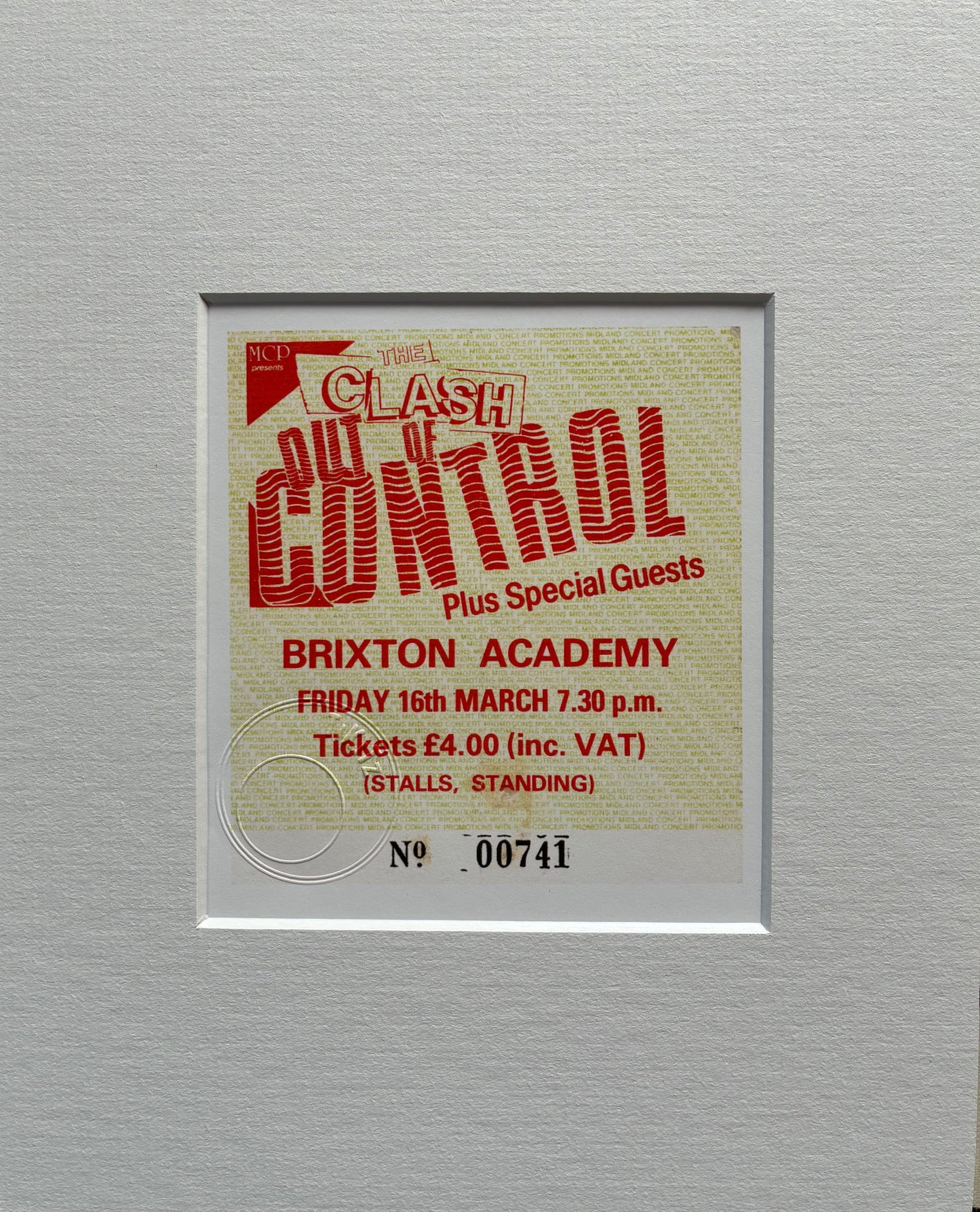 THE CLASH - 1984 Brixton Academy London framed ticket giclee print