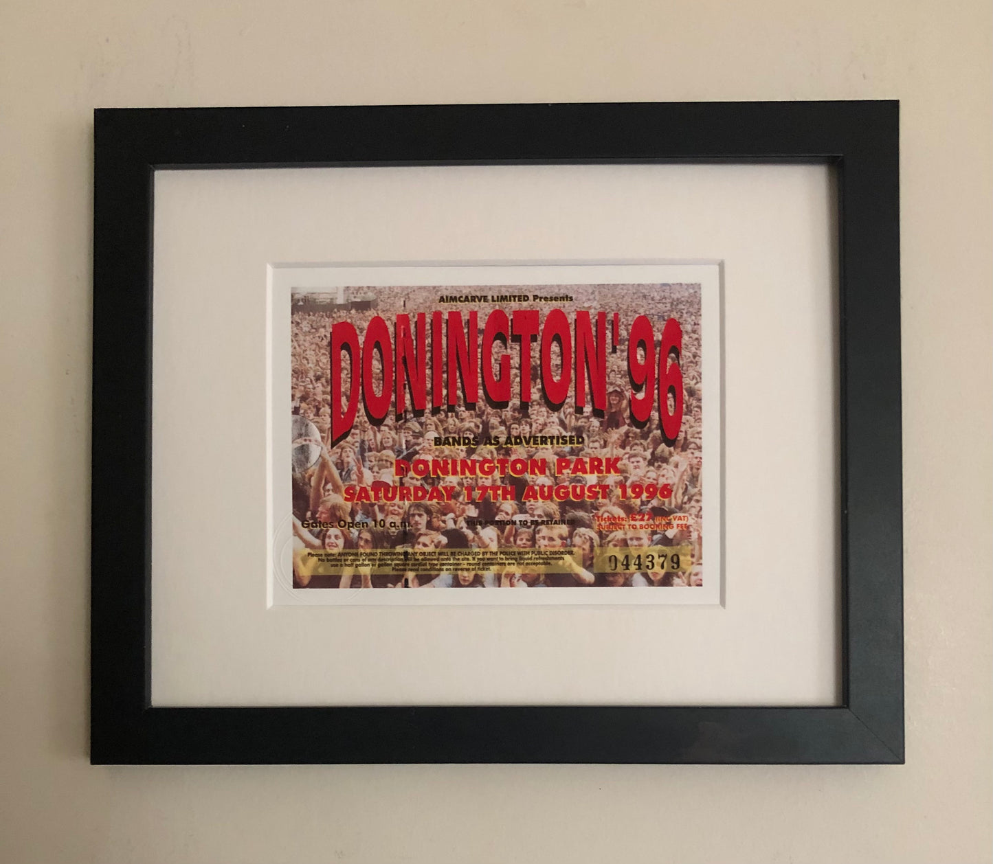 DONINGTON ‘96 ( Ozzy Osbourne/ Kiss )- 17/8/1996 Monsters of Rock at Donington Park framed ticket giclee print