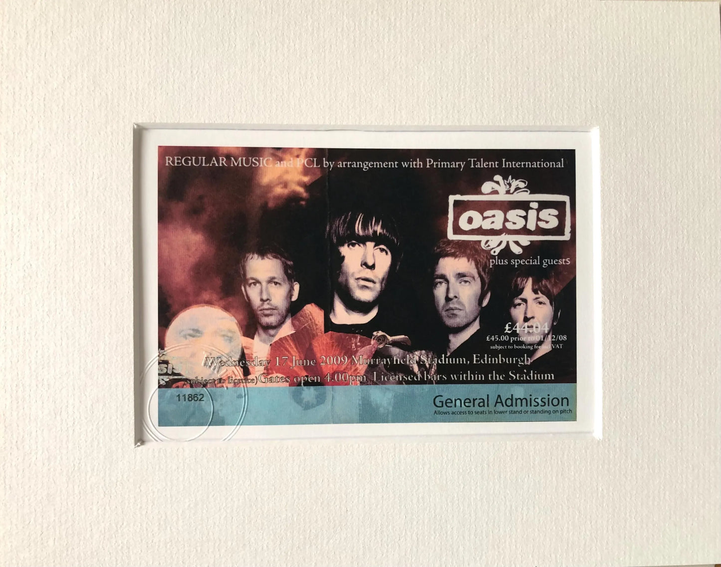 OASIS - 17/6/2009 Murrayfield Stadium, Edinburgh framed ticket giclee print