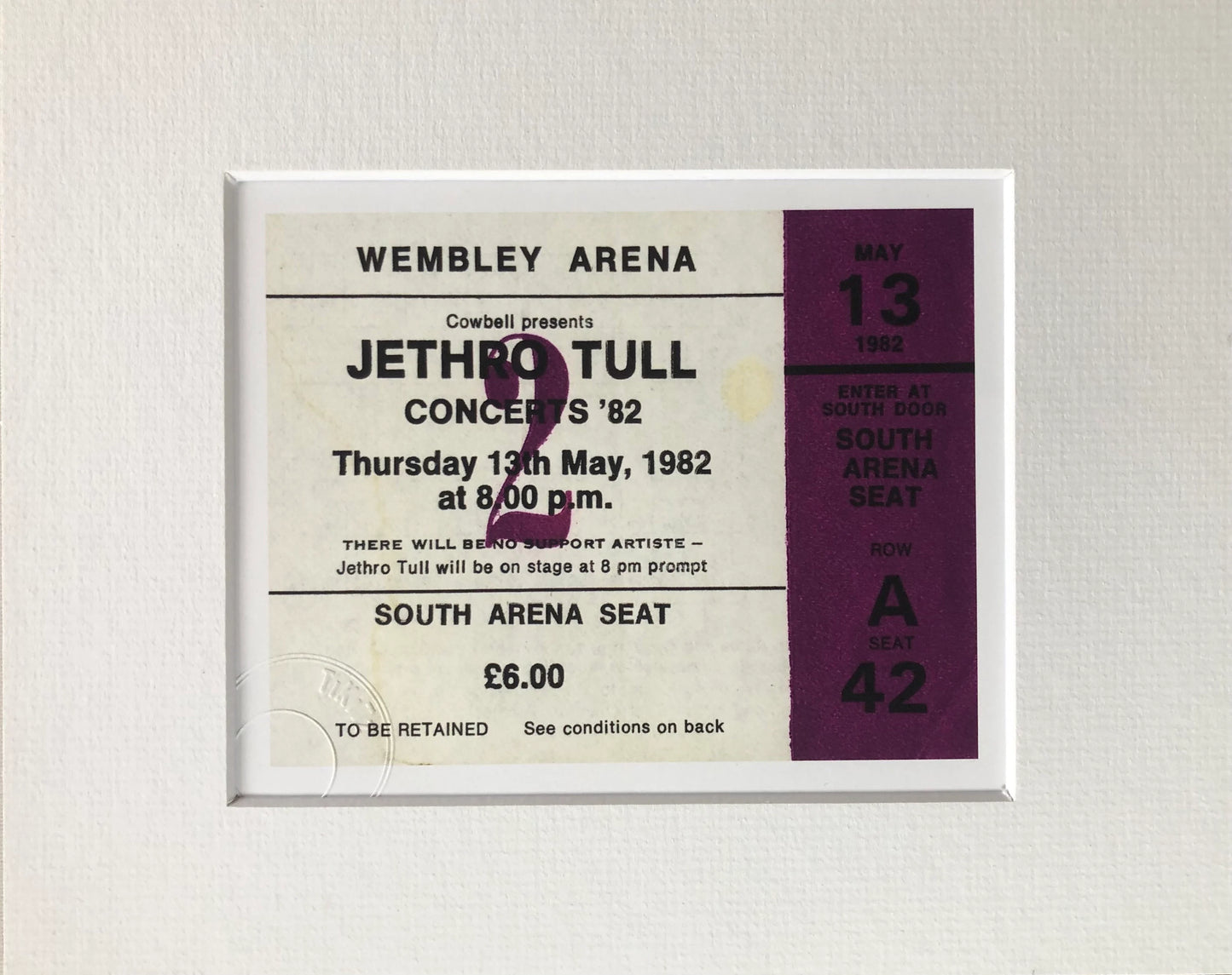 JETHRO TULL- 1982 Wembley Arena , London framed ticket giclee print