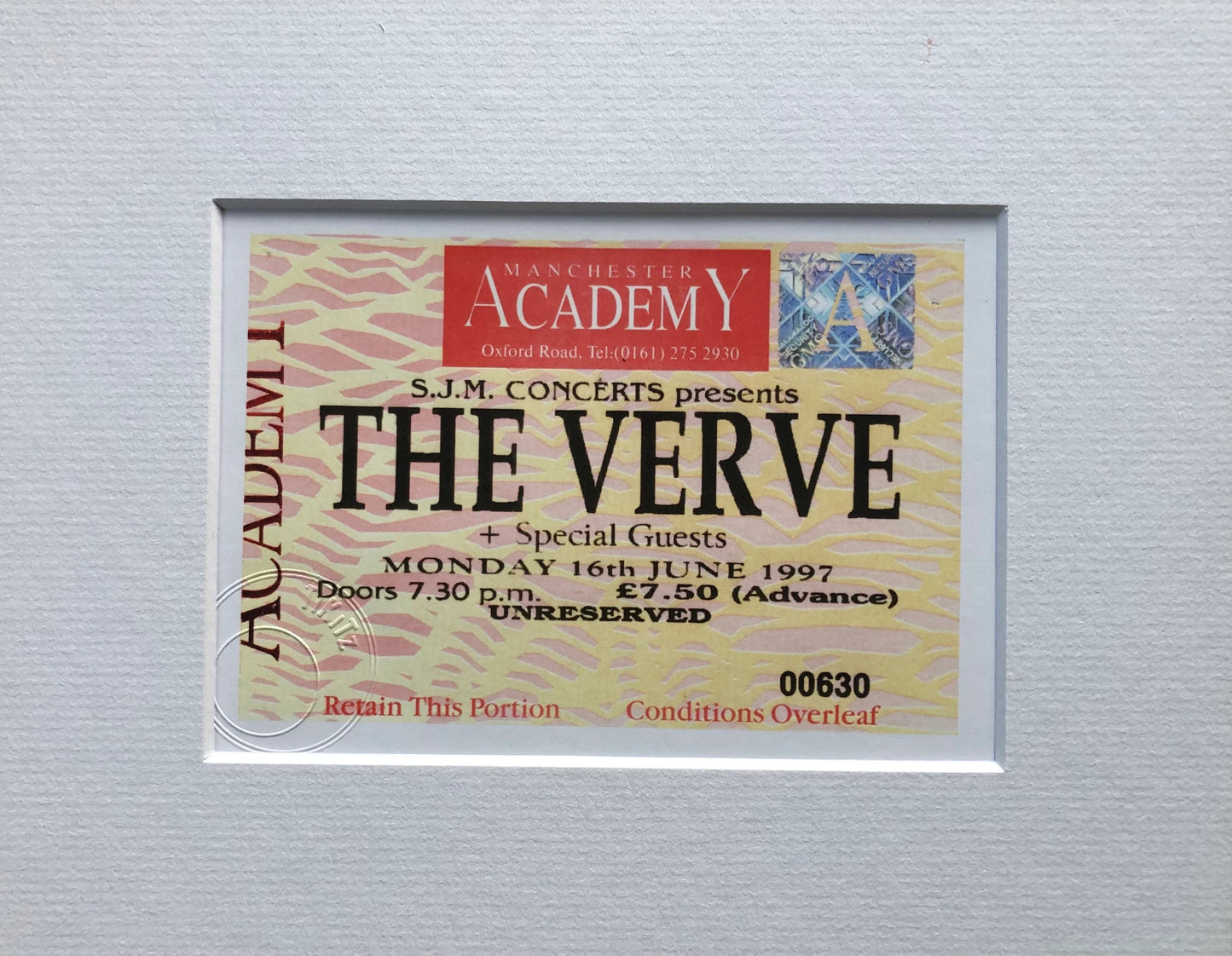 THE VERVE - 1997 Manchester Academy framed ticket giclee print