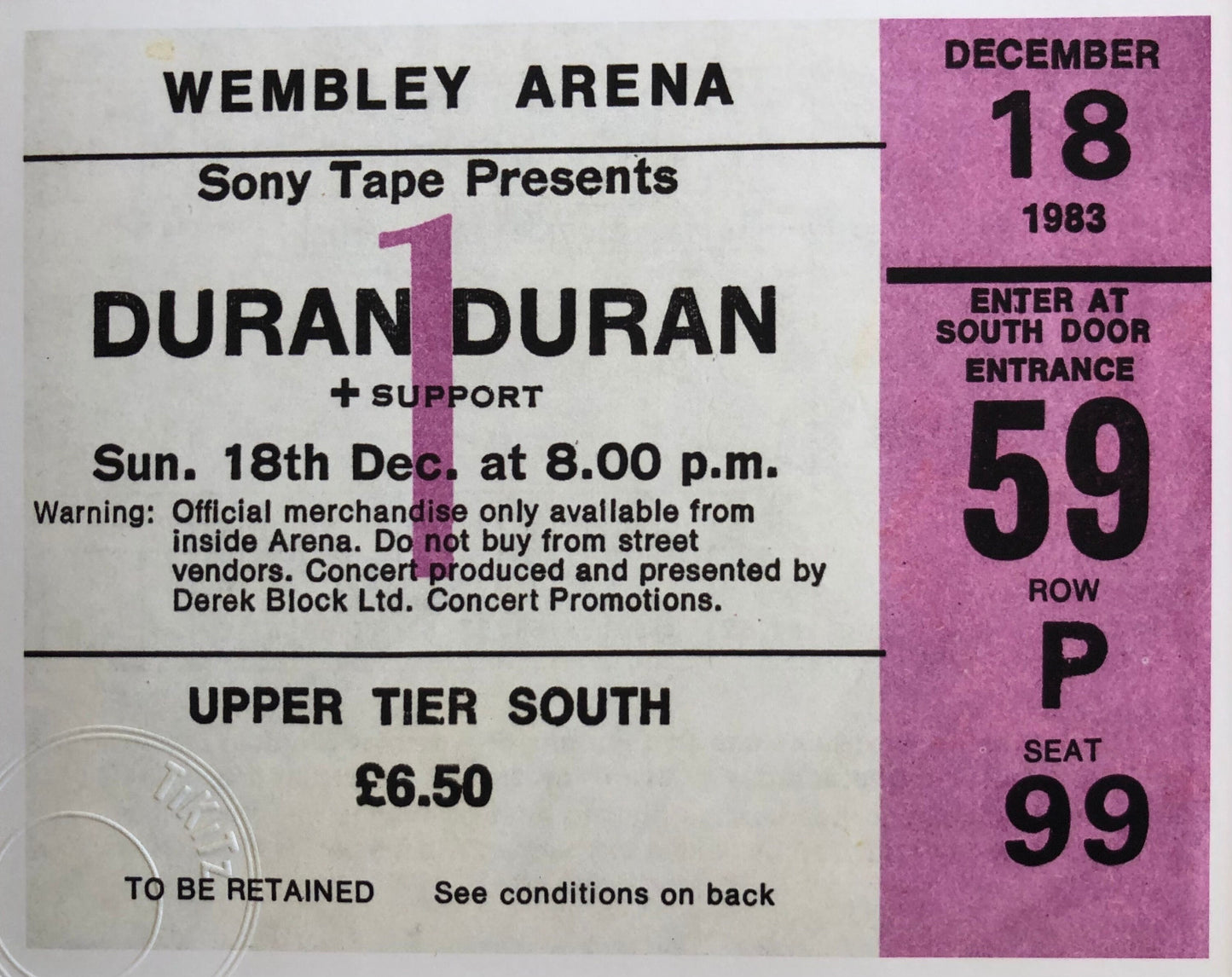 DURAN DURAN - 1983 Wembley Arena , London framed ticket giclee print