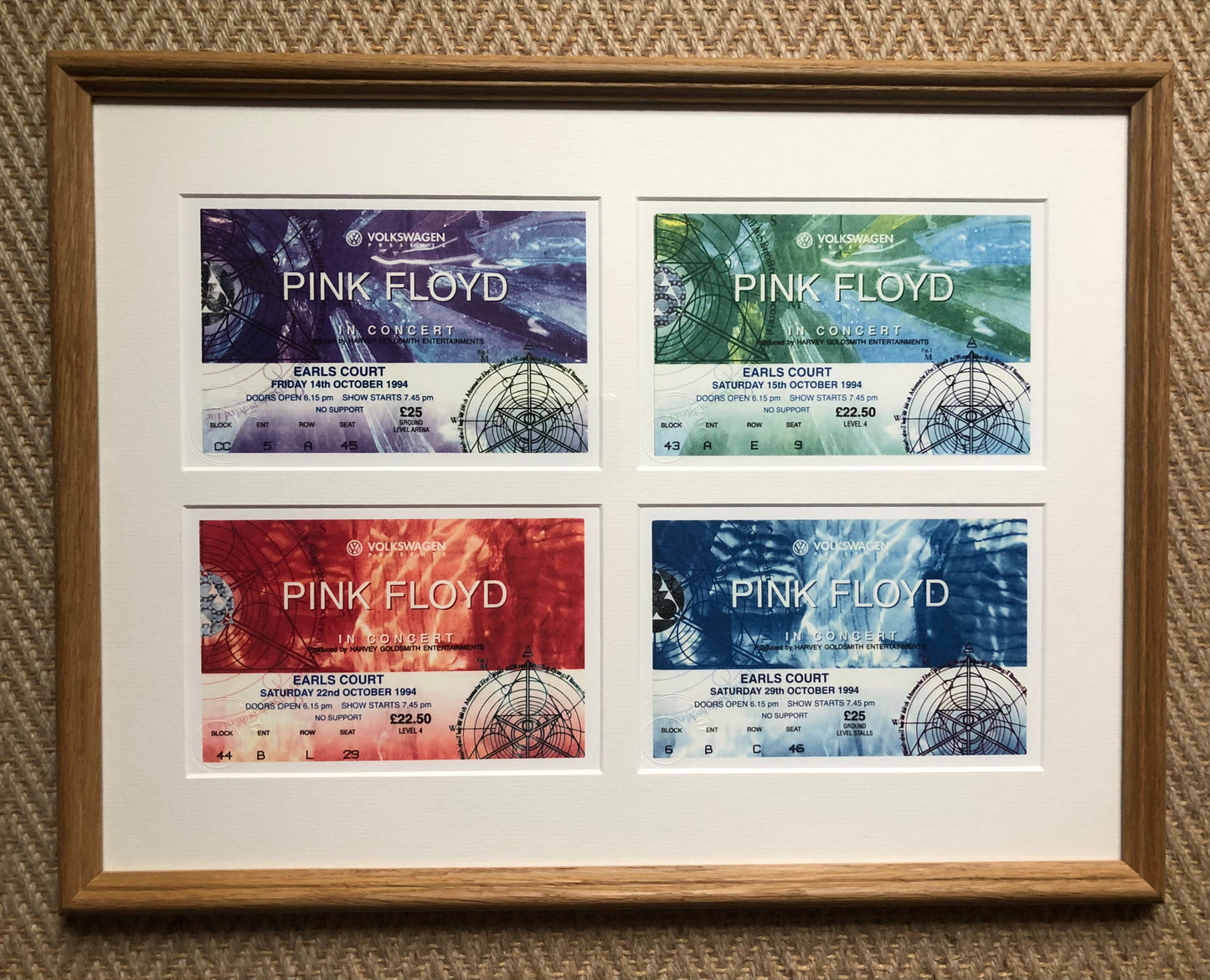 PINK FLOYD - “ The Division Bell tour”- 1994 Earls Court , London framed ticket giclee print