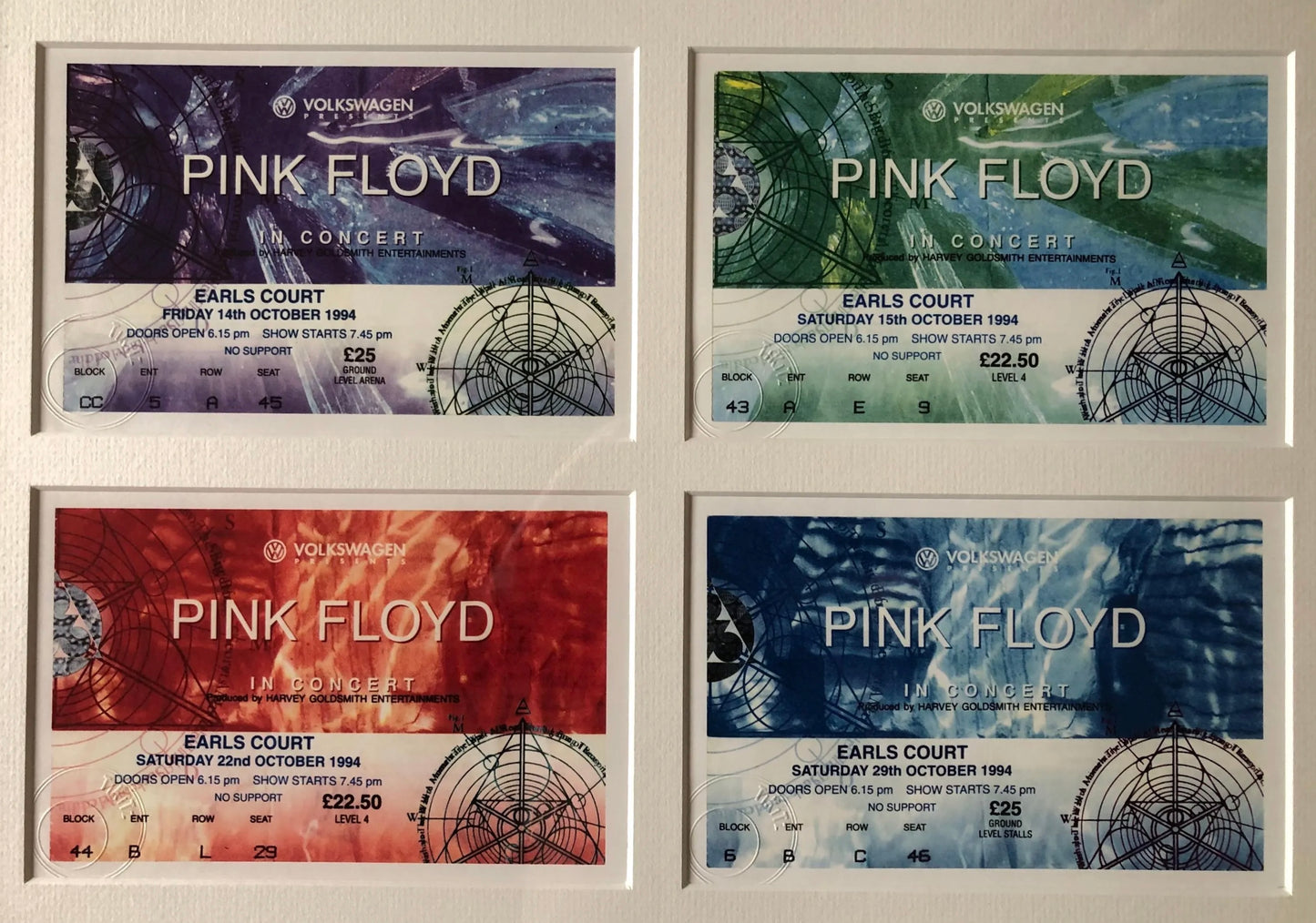 PINK FLOYD - “ The Division Bell tour”- 1994 Earls Court , London framed ticket giclee print