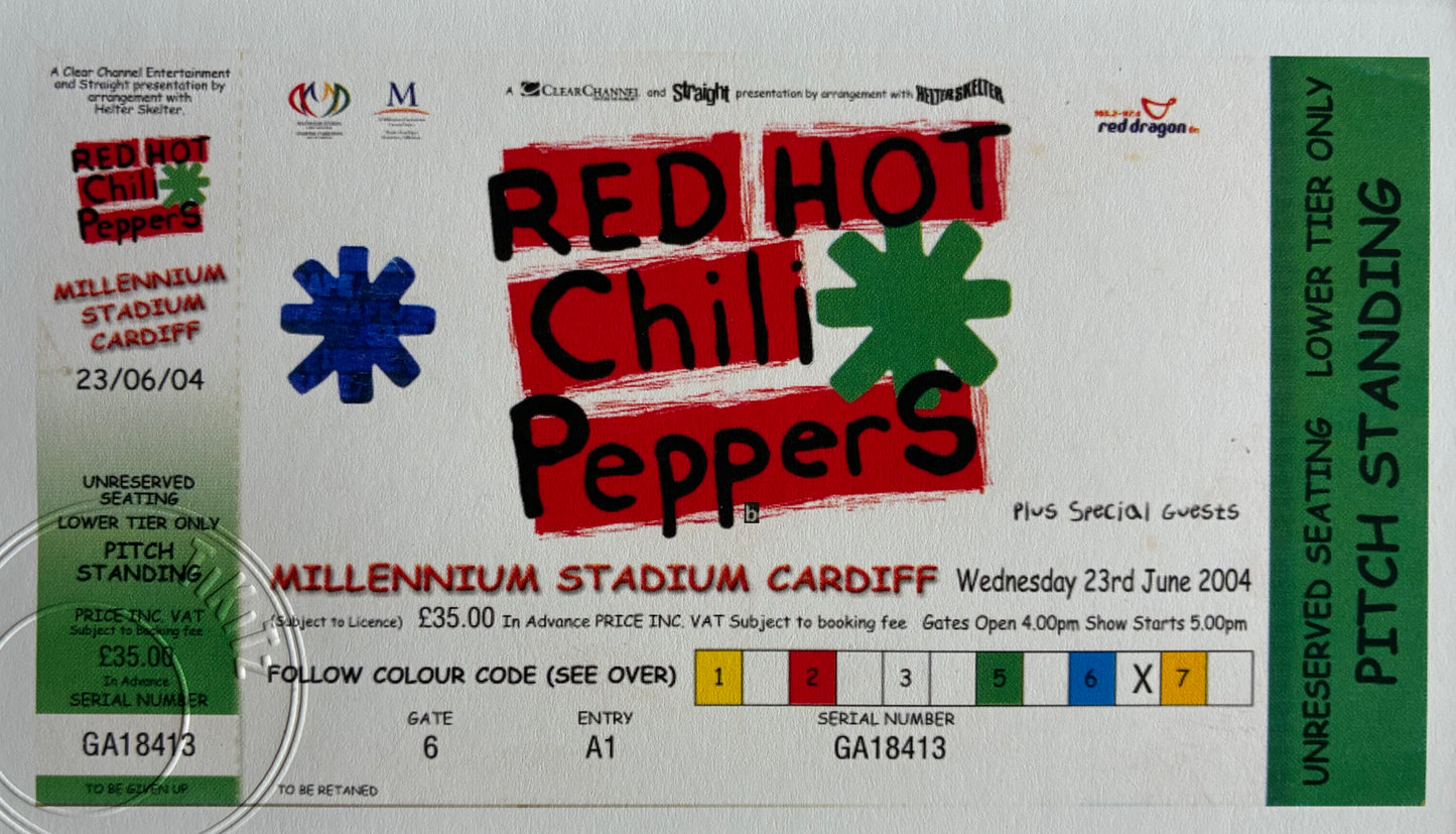 RED HOT CHILI PEPPERS - 2004 Millennium Stadium, Cardiff framed ticket giclee print